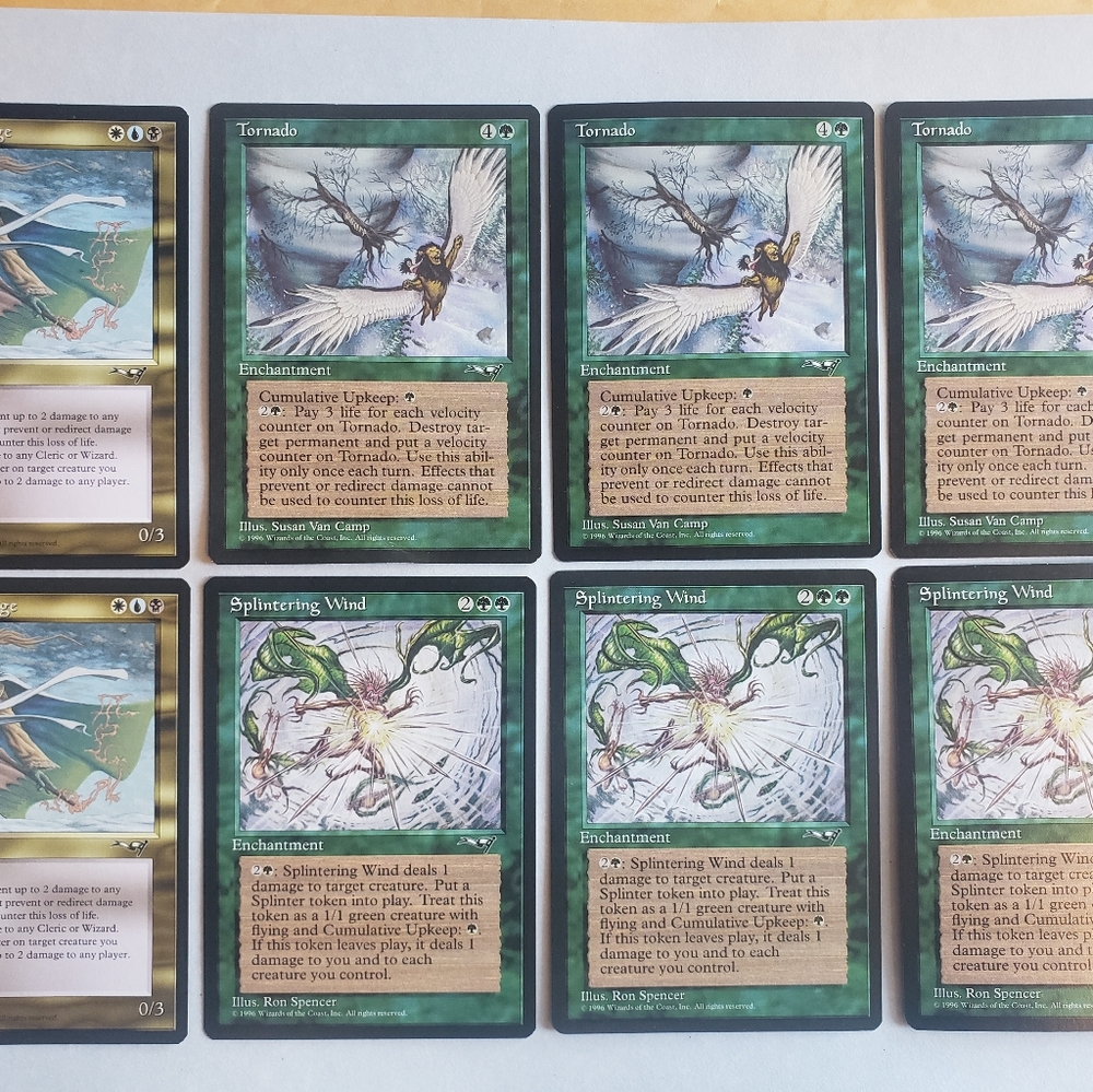 ALLIANCES MTG Magic The Gathering 1996 Enchantments Tornado x3 Ect Exclnt. Cond.